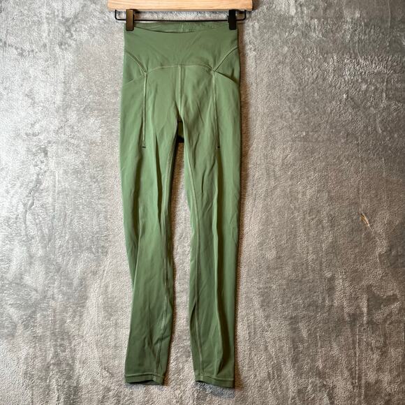 Lululemon Power Thru High-Rise Tight 25" Green Twill‎ Size 2 - Picture 1 of 6